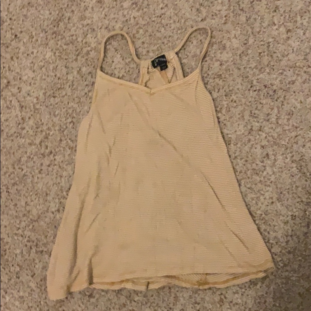 Yellow white striped tank top